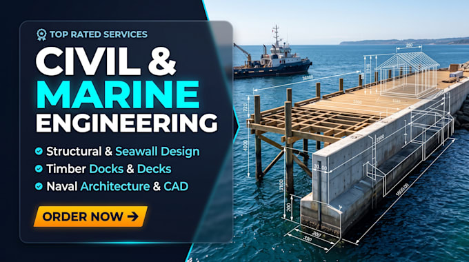 design dock, deck, seawall plans, marine engineering and naval engineering