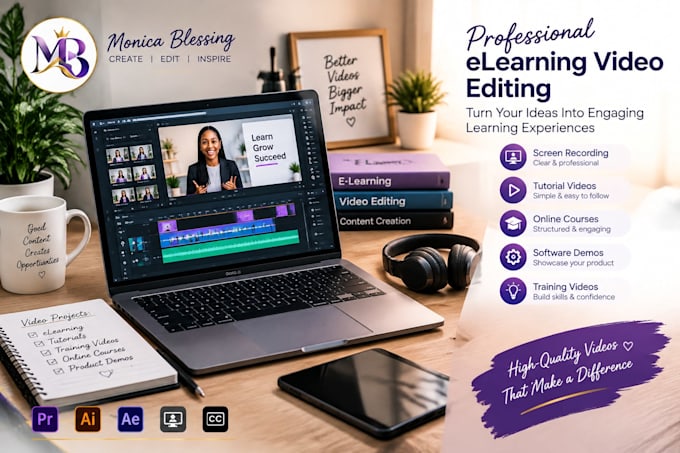 edit professional elearning videos, software tutorials, and screen recordings