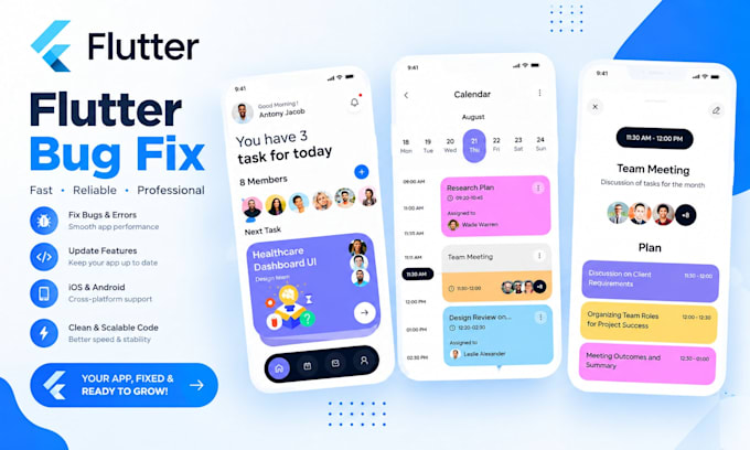 build flutter mobile app fix bug and error in flutter android ios app developer