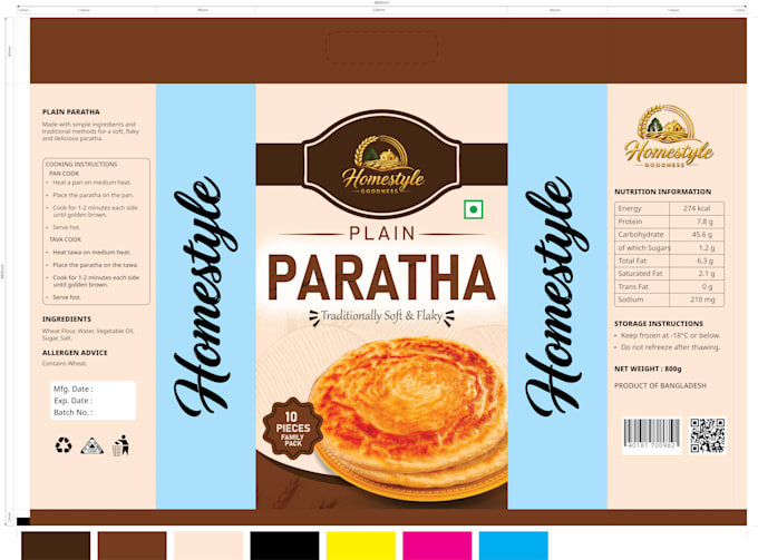 design professional food packaging and paratha packaging