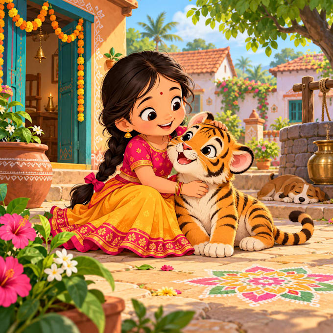create 2d kids illustrations, cartoon characters , storybook