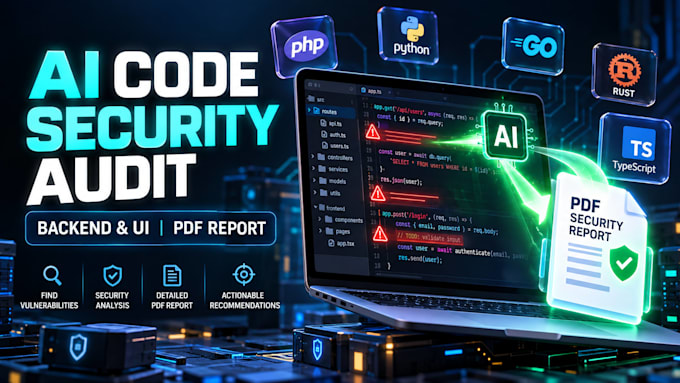 perform ai security audit of backend UI code with PDF report
