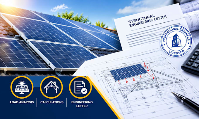 write structural engineering letter solar panel roof load analysis calculation