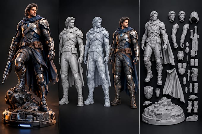 custom 3d action figure, 3d sculpting modeling, 3d printable action figure