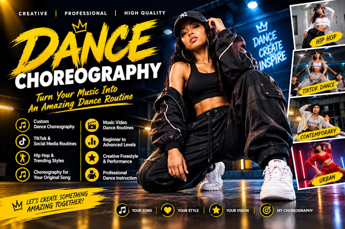 create custom dance choreography, tiktok dance and hip hop routine