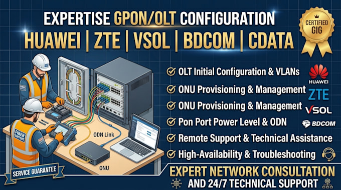 configure huawei zte vsol bdcom cdata olt and onu