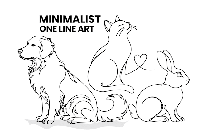 draw custom minimalist pet line art portrait from your photo