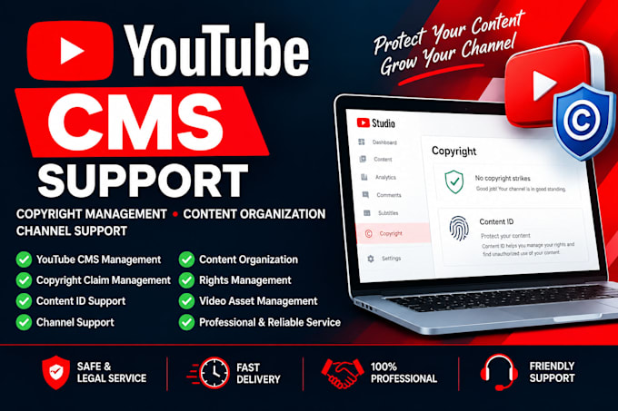 provide professional youtube cms, copyright management and channel support
