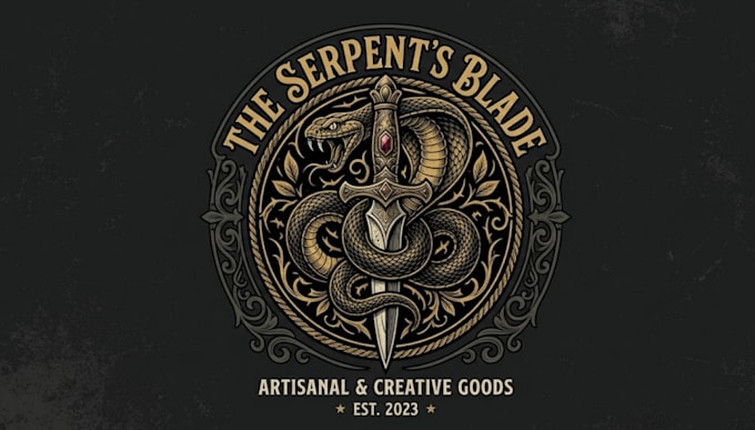 do creative snake and dagger logo for your shop
