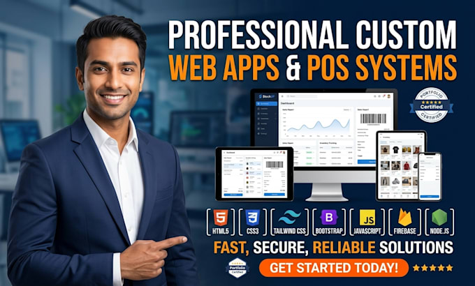 build custom web app pos software, and inventory dashboard
