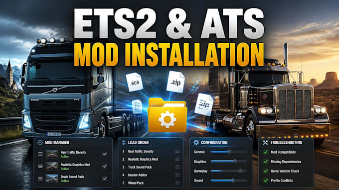 install and configure ets2 and ats mods professionally