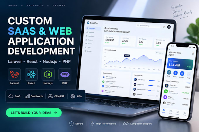 develop a custom saas web app or business management software