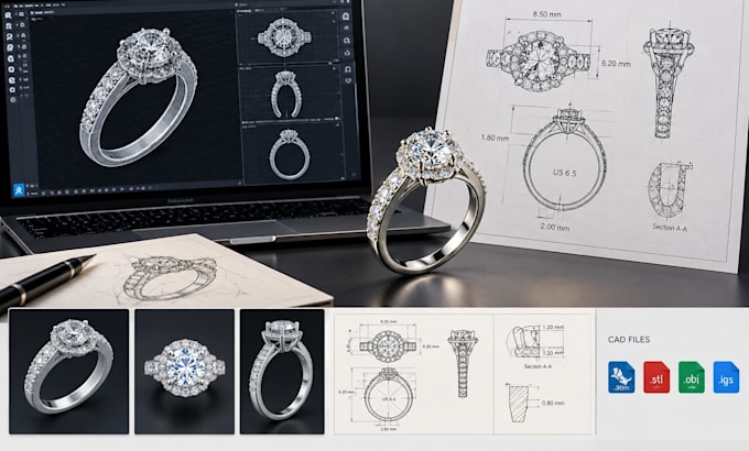 create production ready jewelry cad and technical drawings