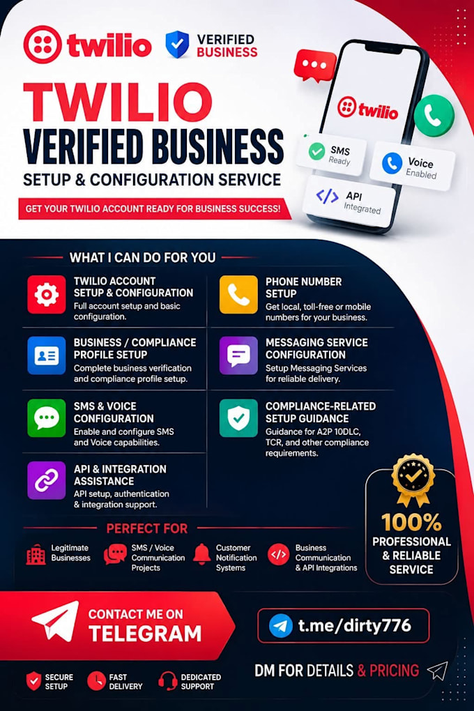 twilio setup, trust hub, and business verification assistance