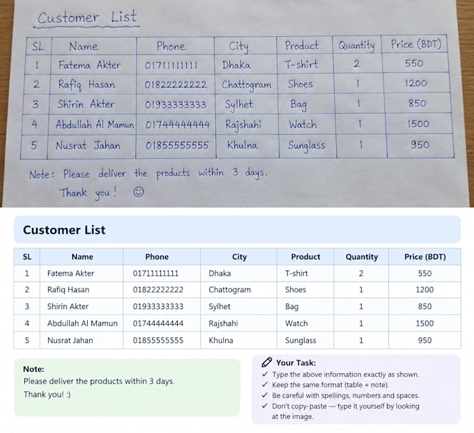 do typing and data entry