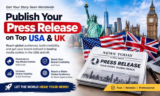 publish your press release on top USA UK and global media sites