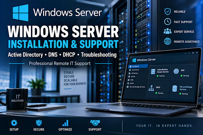 install, configure and troubleshoot windows server