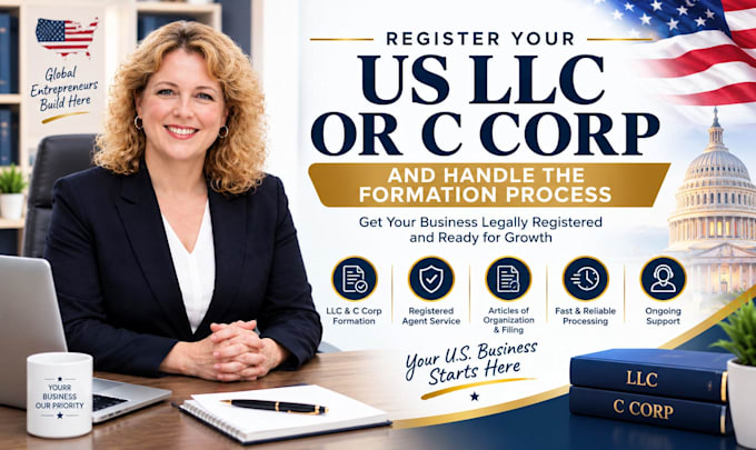 register your US llc or c corp and handle the formation process