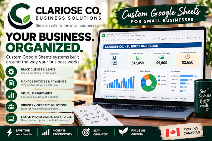 create a custom google sheets business system, CRM, tracker or dashboard