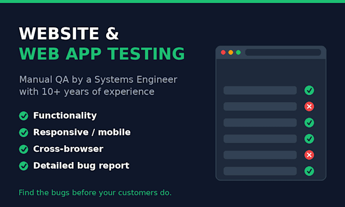 do website QA testing, manual testing and bug reports