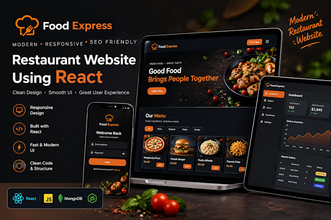 build a modern responsive restaurant website using react