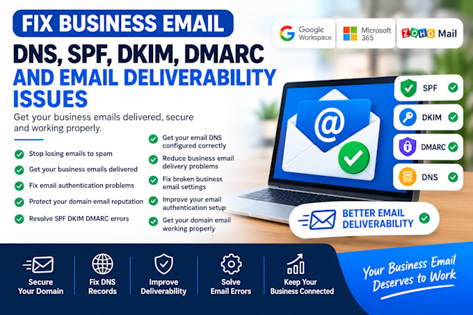 fix business email dns, dkim, dmarc and deliverability issues
