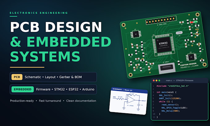 design custom pcb layout and circuit schematics