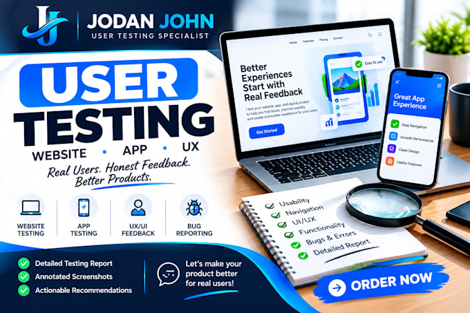do user testing for your website app and provide UX feedback