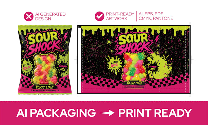 convert ai packaging, ai generated packaging design into vector print ready file