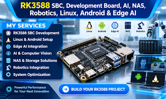 rk3588 sbc, development board, ai, nas, robotics, linux, android and edge ai