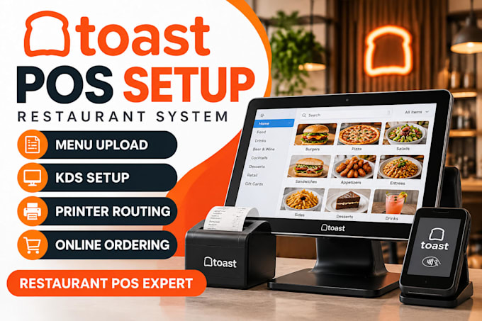 setup toast pos restaurant system, menu, kds and integration