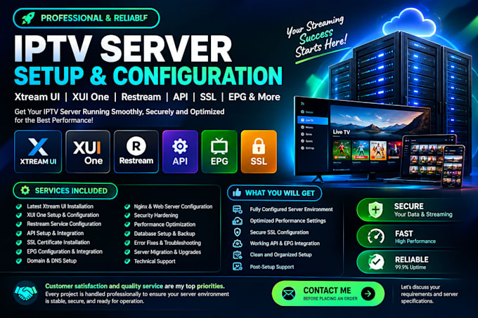 setup latest iptv server xtream ui xui one, restream service, api, ssl, epg con