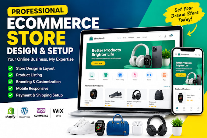 build e commerce store, design layout, and list products