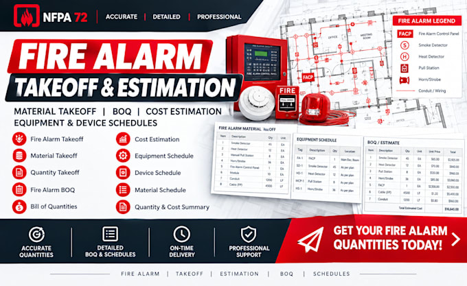 fire alarm takeoff material takeoff boq cost estimation
