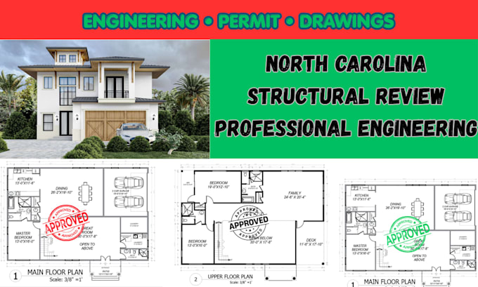 provide north carolina residential permit drawings and structural engineering