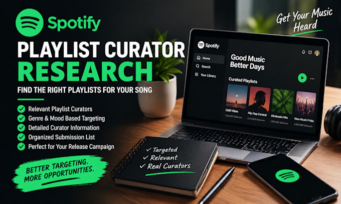 research relevant spotify playlist curators for your song