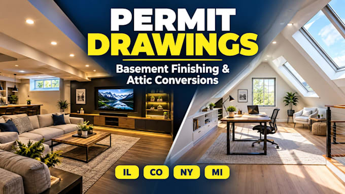 draft basement finishing and attic conversion permit drawings