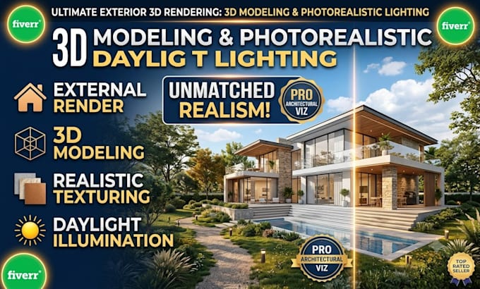 create realistic 3d models and exterior rendering with landscape lighting