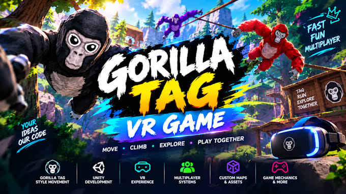 make gorilla tag fan game vr unity meta quest player model and map