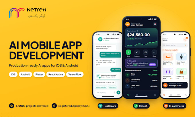 build ai mobile app, ai website and saas app as android ios ai app developer
