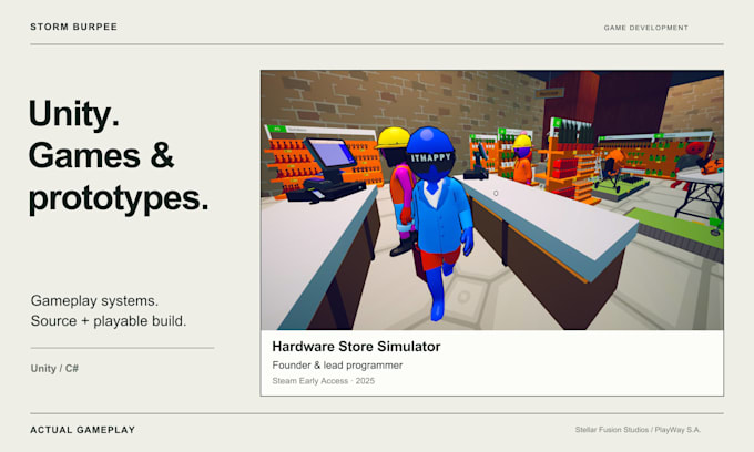 build a unity 3d game prototype or gameplay feature
