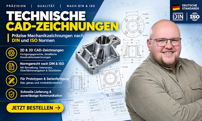 create precise mechanical cad drawings following din and iso standards