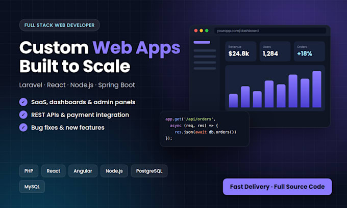 develop a full stack web app with react, node js and laravel