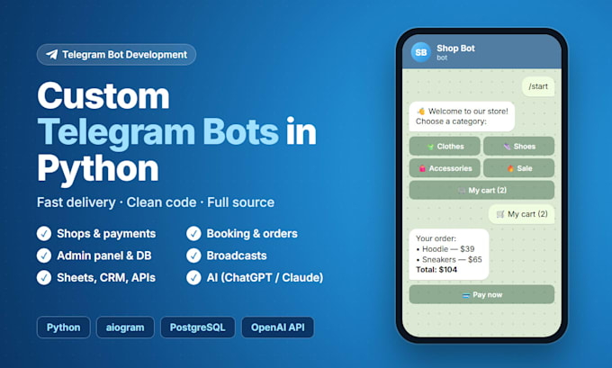 develop a custom telegram bot in python