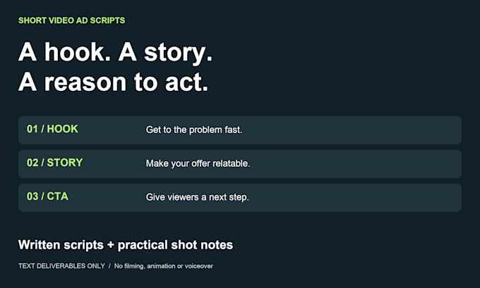 write short video ad scripts with hooks and calls to action