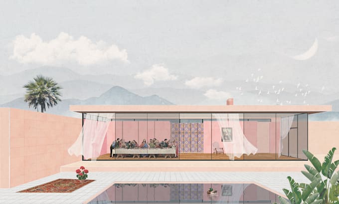 create architectural collage presentation with photoshop