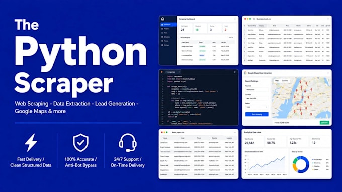 do web scraping, python, scrapy, selenium, data extraction specialist