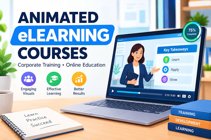 create an animated elearning course for corporate training and online education