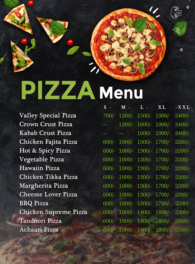 design a creative and modern fast food menu