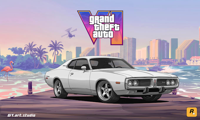 custom gta style car vector art or vehicle illustration